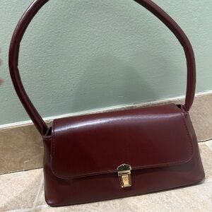Mini burgundy faux leather shoulder bag